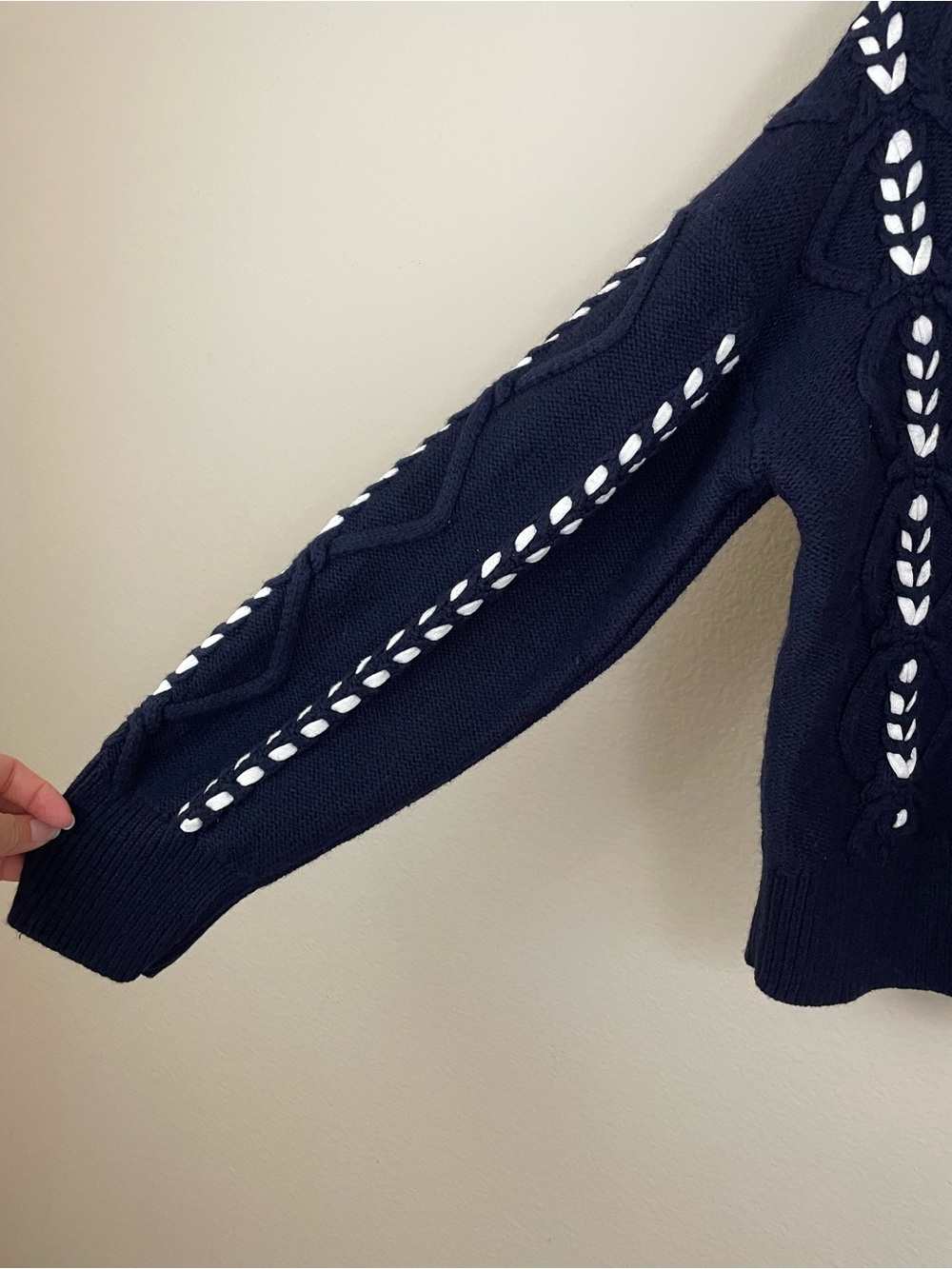 Rails Tori Midnight Navy Ribbon Stitch Boxy Fit Sweater Size Medium Cotton-Wool - Picture 5 of 8